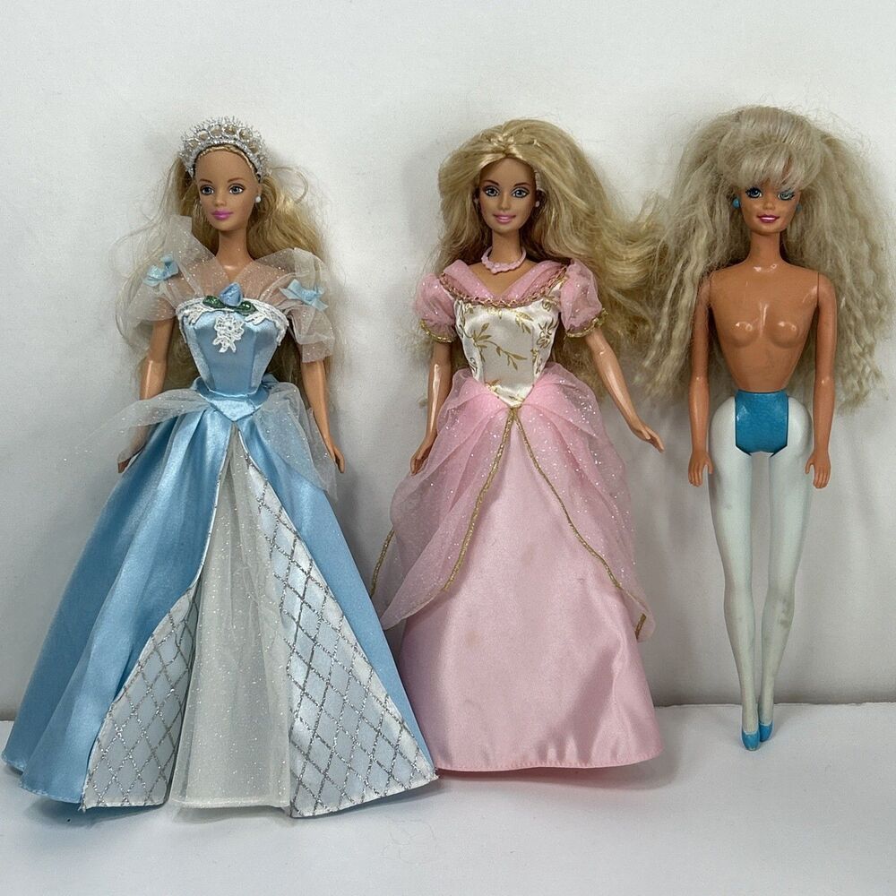 First Barbie Princess Doll Lot Sleeping Beauty Dress Gown Crown